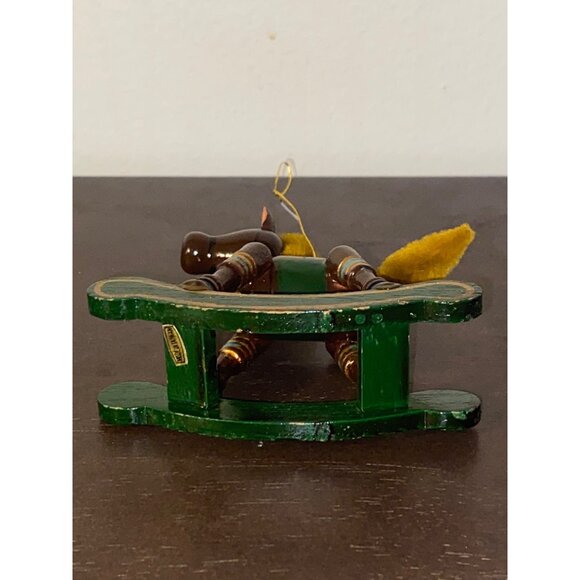 Vintage Russ Wooden Rocking Horse Miniature Ornament With Yellow Mane & Tail - Picture 7 of 8
